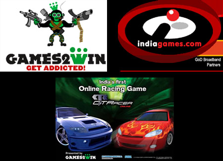 CT Racer Online, Indiagames and Games2Win Logos